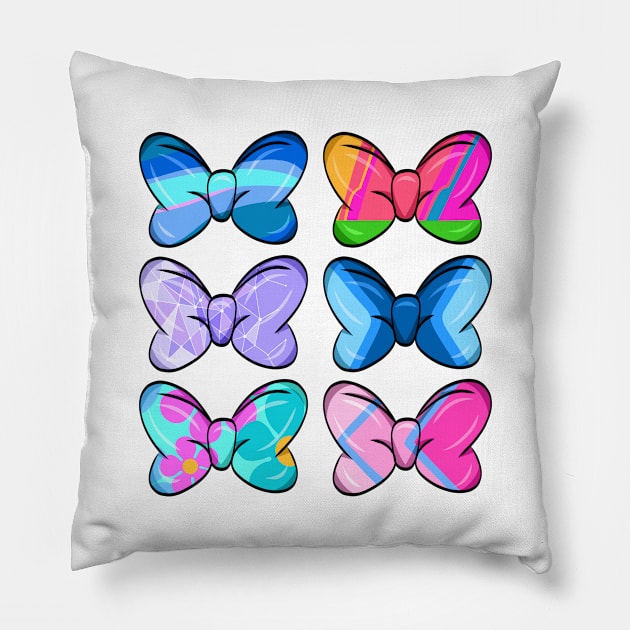 Colorful Wall Bows Pillow by SE Art and Design