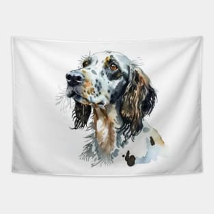 English Setter Dog Watercolor Portrait Tapestry