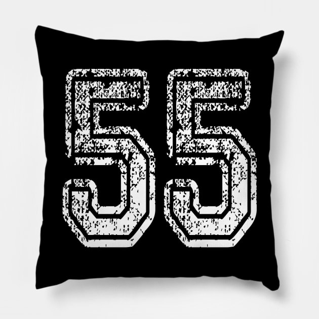 Number 55 Grungy in white Pillow by Sterling