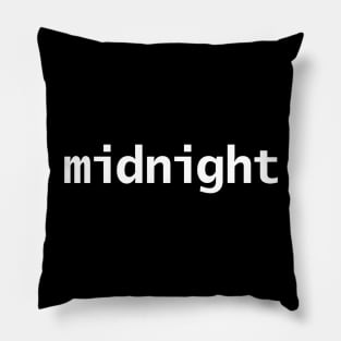 Midnight Minimal Typography White Text Pillow