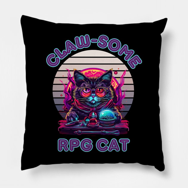 Dungeon Meowster - Cute Cat Dungeonmaster RPG Game Shirt Design Pillow by zax454