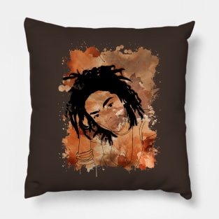 Lauryn Hill - Brown Watercolor Splash Pillow