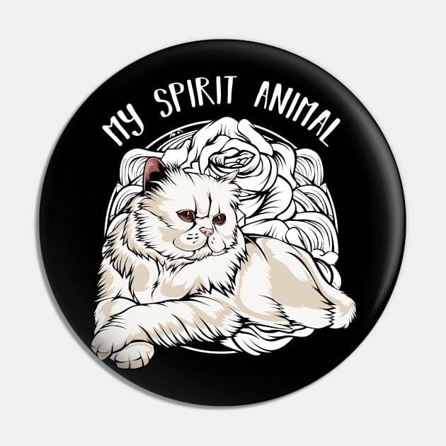 Persian Cat - My Spirit Animal - Cute Line-Art Cat Pin by Lumio Gifts