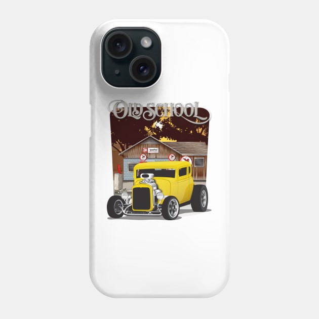 Yellow 1932 Chevy 5 Window Coupe Hot Rod Old School Print Phone Case by RPM-ART