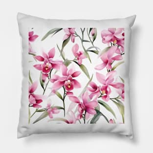 Watercolor Orchid Pattern 5 Pillow