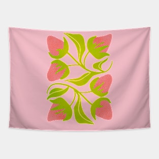 Retro Halftone Strawberry Design: Vintage Berry Bliss Tapestry