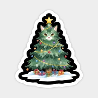 Christmas Tree Cat - Festive Feline Holiday Cheer Magnet