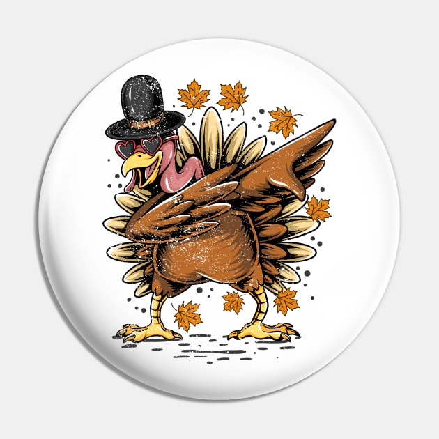 Dabbing Turkey Thanksgiving Day Funny Dab Pin by ChrifBouglas