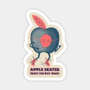 Apple Skater Skate the  Day Away Rollerblading Magnet