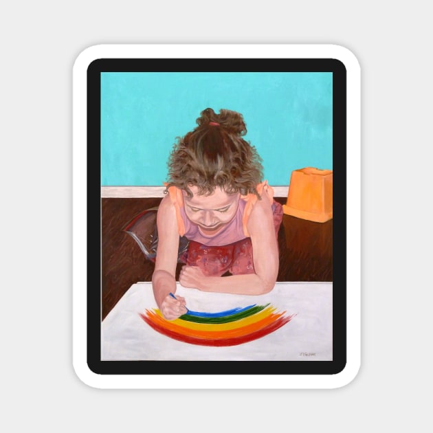 Rainbow Girl Magnet by Judy Geller