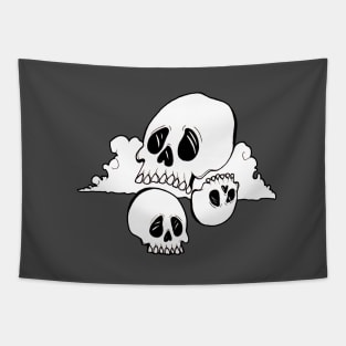 Minimalist Skull & Cloud Tattoo Design Tapestry