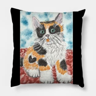 Cute  Calico kitten cat art Pillow