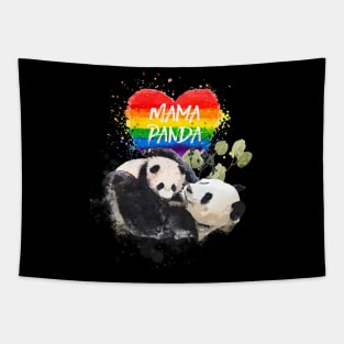 Lgbt Pride Mama Panda Bear Rainbow Love Tapestry