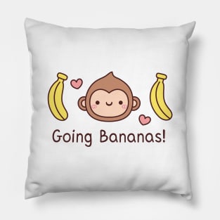 Cute Monkey Going Bananas Funny Pillow