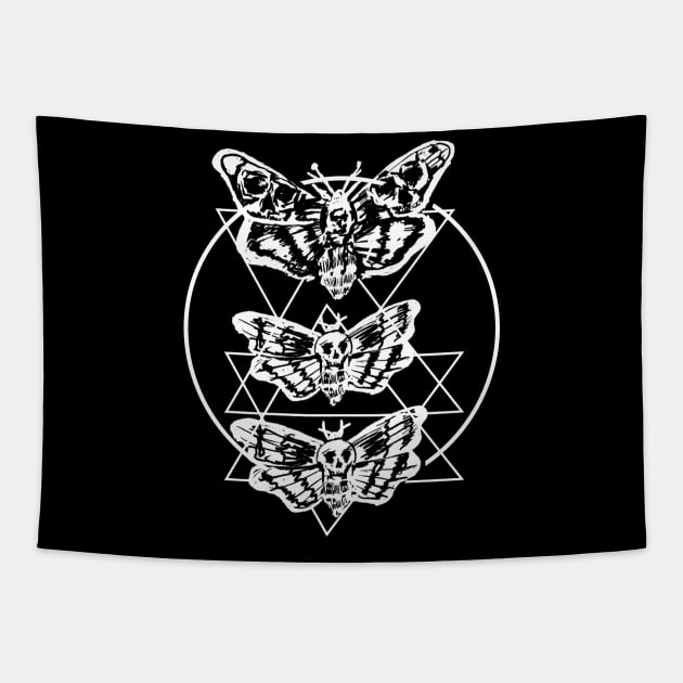 Death Moth Sacred Geometry Witchy Punk Goth Tapestry by LunaElizabeth