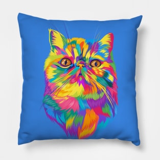 Colorful cute cat rainbow Pillow