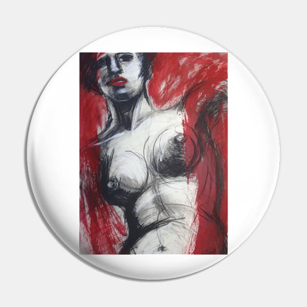 Nude Woman Torso On Red Pin by CarmenT