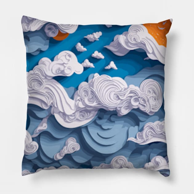 Clouds Quilled Paper Design Pillow by IDesign23