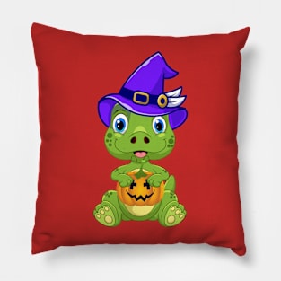 Cute Baby Dinosaur Ready For Halloween Pillow