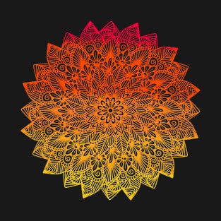 Red-Orange Digital Mandala T-Shirt