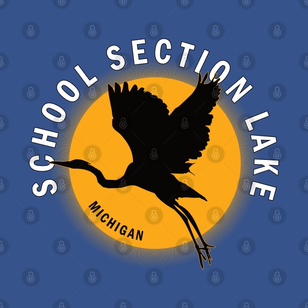 School Section Lake in Michigan Heron Sunrise by BirdsEyeWorks