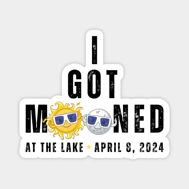 Funny I Got Mooned At The Lake Total Solar Eclipse April 8, 2024 Magnet by Little Duck Designs