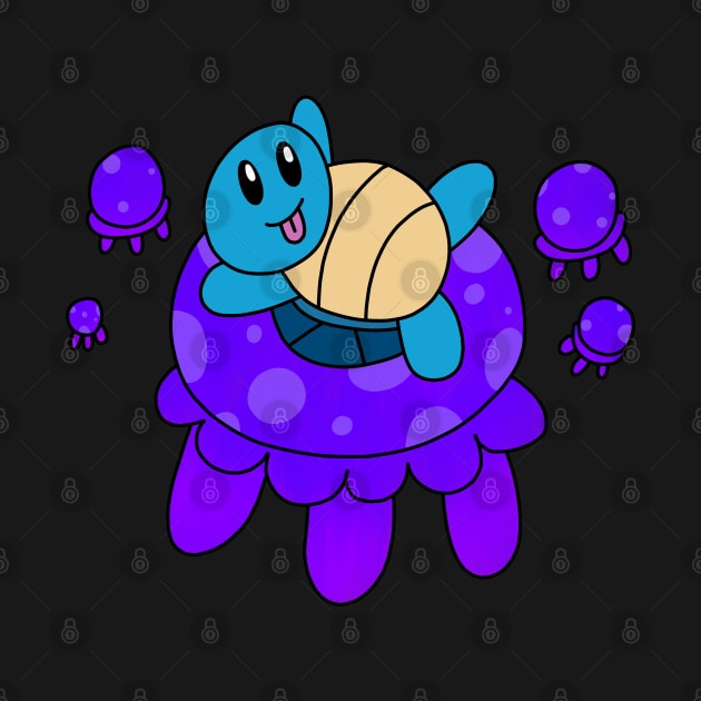 Cute Turtle Rides Jellyfish by pako-valor