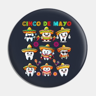 Cinco De Mayo Dental Tooth Sombrero Mexican Fiesta Hygienist Pin