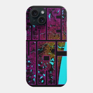 Chennai, India City Map Typography - Neon Phone Case