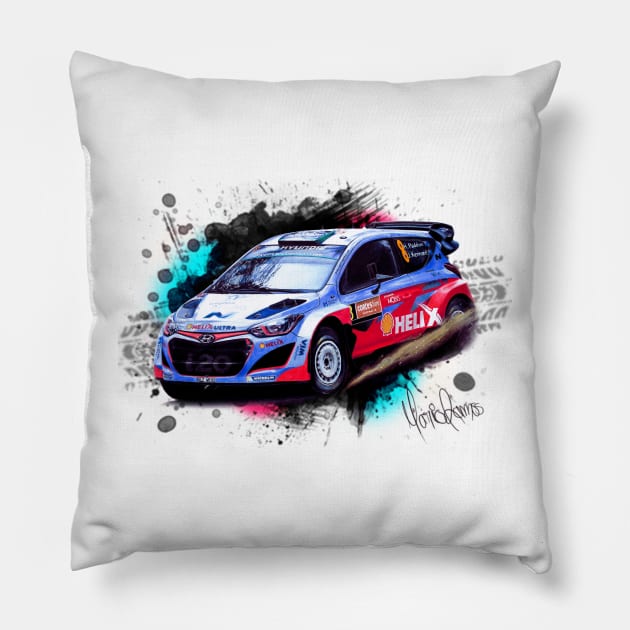 Hayden Paddon's Hyundai i20 WRC Pillow by Mario Ramos Rally Art