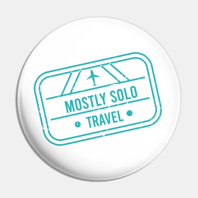 Mostly Solo Travel Distressed Passport Stamp Logo Pin by Mostly Solo Travel