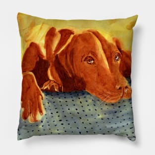 Vizsla Dog Watercolor Painting Pillow