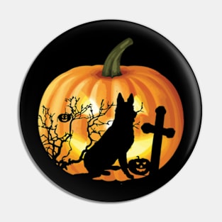 German Shepherd Dog Pumpkin Halloween Gift Pin