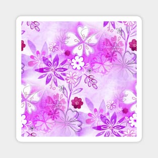 Pink and Purple Floral Watercolor Magnet