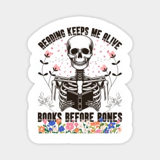 Reader Skeleton Read Books Before Bones Ghost Reading Book Magnet