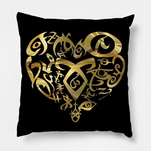 Shadowhunters rune / The mortal instruments - heart rune (liquid gold) - Parabatai - Mundane gift idea Pillow by Vane22april