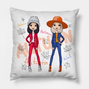 Beautiful fashion hipster girls Pillow