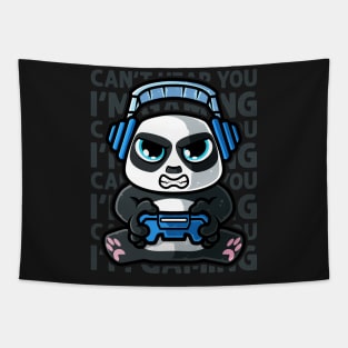 Can't Hear You I'm Gaming - Giant panda bear gamer graphic Tapestry