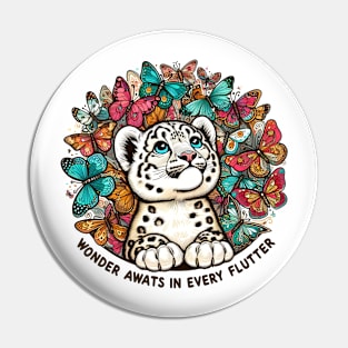 "Enchantment in Bloom" Snow Leopard Cub Pin