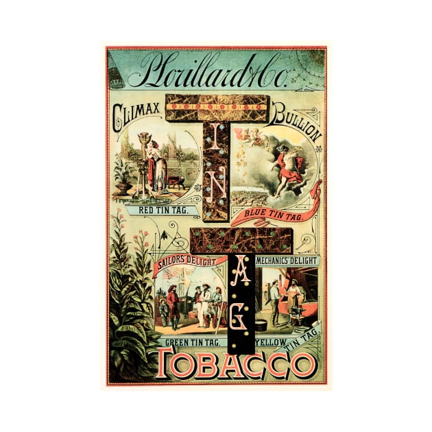 American TIN TAG CLIMAX BULLION TOBACCO Vintage Cigarettes Poster by vintageposters