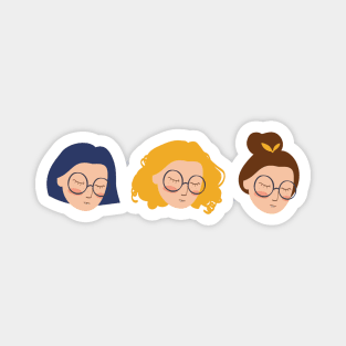 Cute three women with hipster hair Magnet