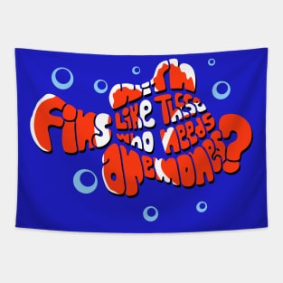 Cute Fish Movie Quote Joke Typography Tapestry