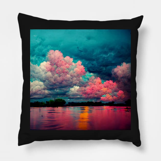 Beautifull Pink Sky Pillow by DarkAgeArt