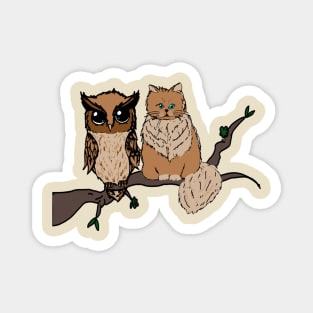 Owl and cat Magnet