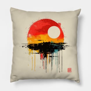 Abstract landscape multicolor scene Pillow