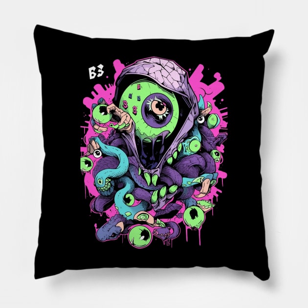 Eyes of horror Pillow by MikeyMeta