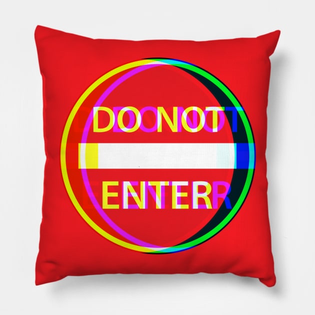 Do Not Enter Psychedelic Pillow by TJWDraws