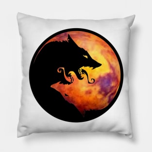 Yin & Yang Red Planet Wolf Pillow