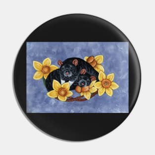 Rats and Daffodils Pin