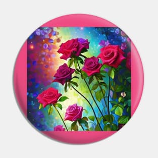 Red Roses In Bloom Pin